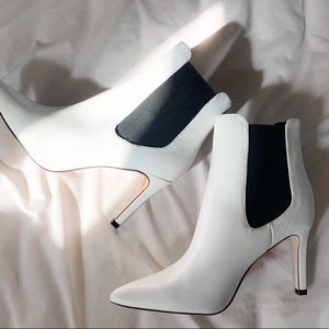 White/Black Heeled Booties size 7.5